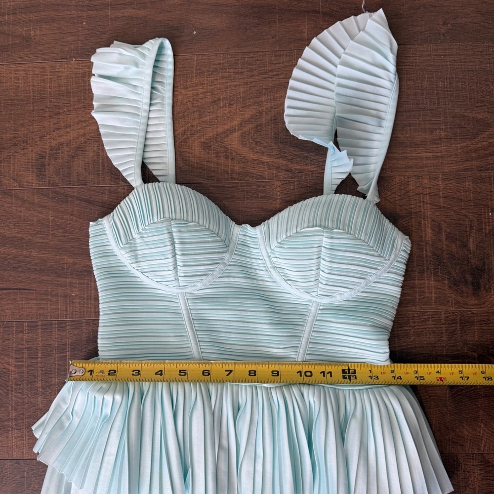 ASOS DESIGN Pleated Ruffle Maxi Dress Mint Green‎ Strappy Tiered Occasion - Picture 9 of 9